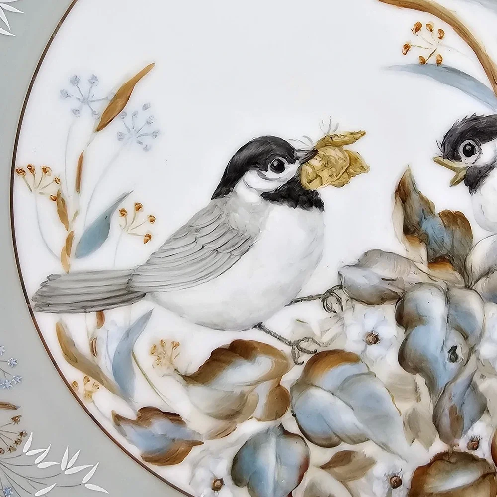 Vintage 50s Noritake Moderne Bird Plate‎ MCM Floral Gold Trim Japan Shabby Chic